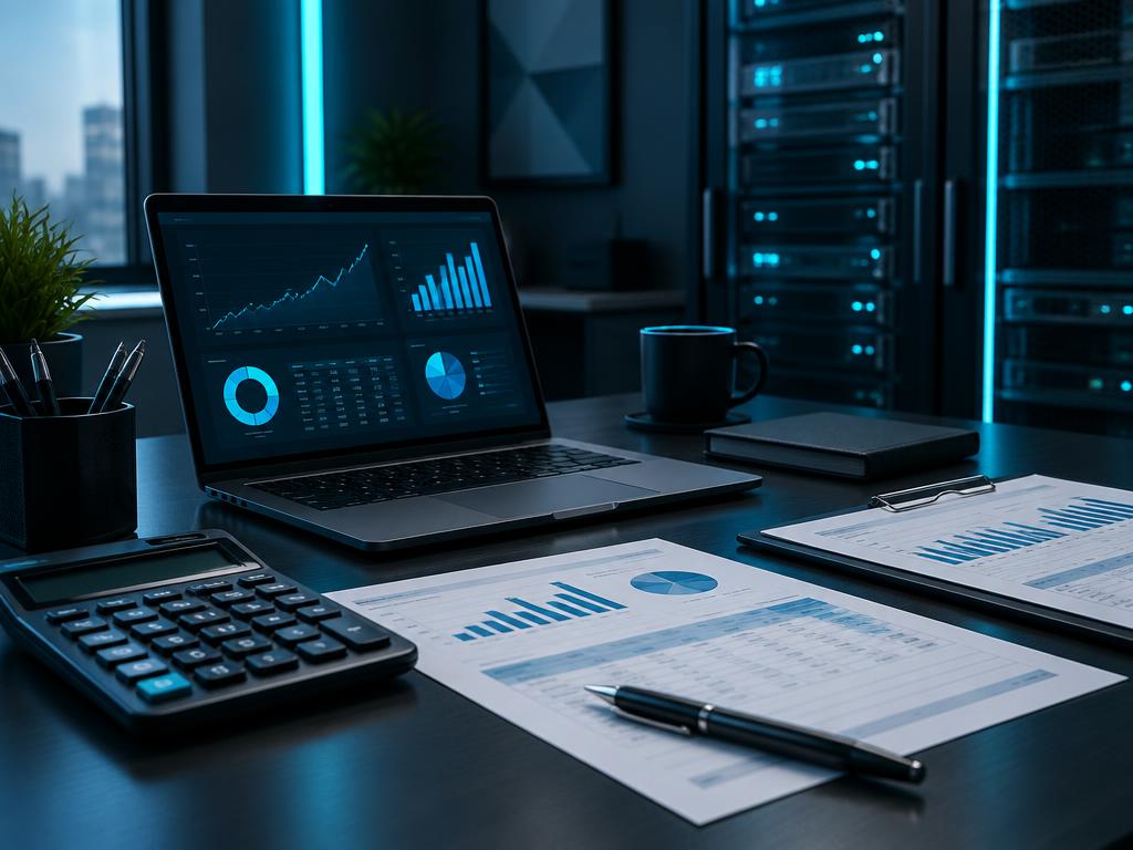 Accounting office desk with secure server equipment